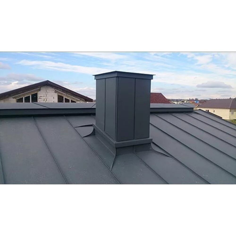 Фальцевая кровля двойной стоячий фальц. Фальцевая кровля клик фальц. Зашивка вент шахт. Дымоход в фальц кровле. Примыкание фальцевой кровли к вентшахте.