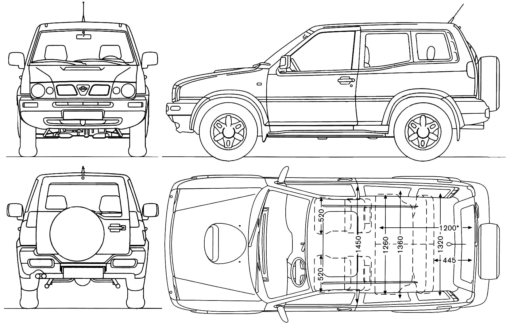 Габариты шевроле нива. Габариты кузова Ниссан Террано 1. Ниссан Террано габариты. Размер салона Ниссан Террано 1. Nissan Terrano габариты.