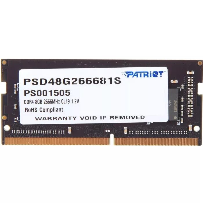 Ddr4 sodimm 8gb 2666. Оперативная память patriot psd48g266681s. оперативная память patriot signature line [psd48g266681] 8 гб. модуль памяти patriot signature psd48g266681 ddr4 - 8гб. модуль памяти patriot signature psd48g266681 ddr4 - 8гб 2666, dimm, ret.