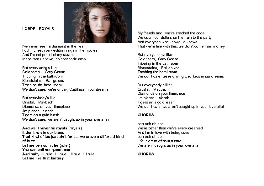 Lorde текст. Royalty текст. lorde royals. royalty песня. royal песня.