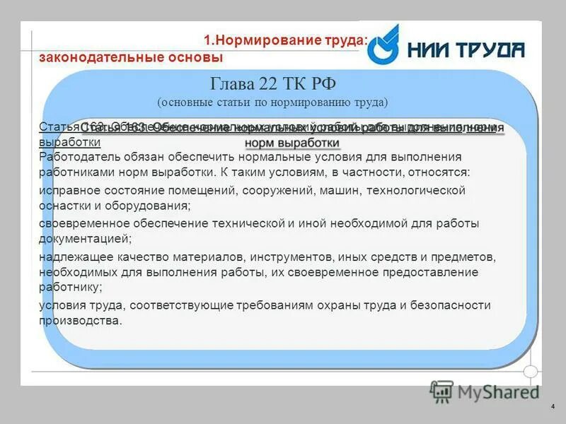 Основы главы 6. Нормирование условий труда. Нормирование труда ТК РФ. Нормальные условия труда по трудовому кодексу. Обеспечение нормальных условий работы для выполнения норм выработки.