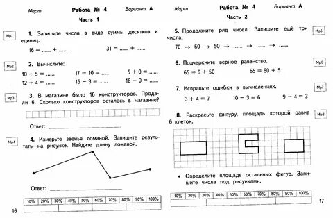 Контрольные по окончанию 1 класса