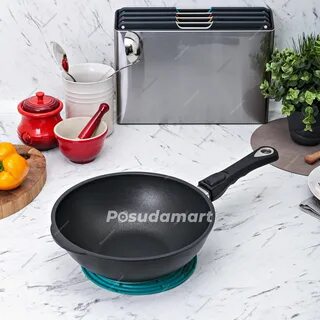 Алюминиевый вок с антипригарным покрытием и съемной ручкой для индукционных плит