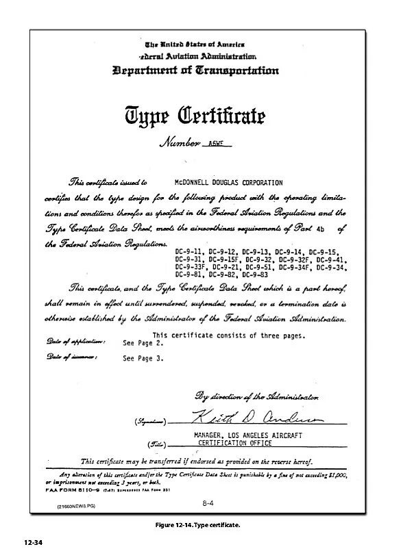 Type certificate. Сертификат типа. Airworthiness Certificates. Сертификат летной годности воздушного судна. FAA Type Certificate.