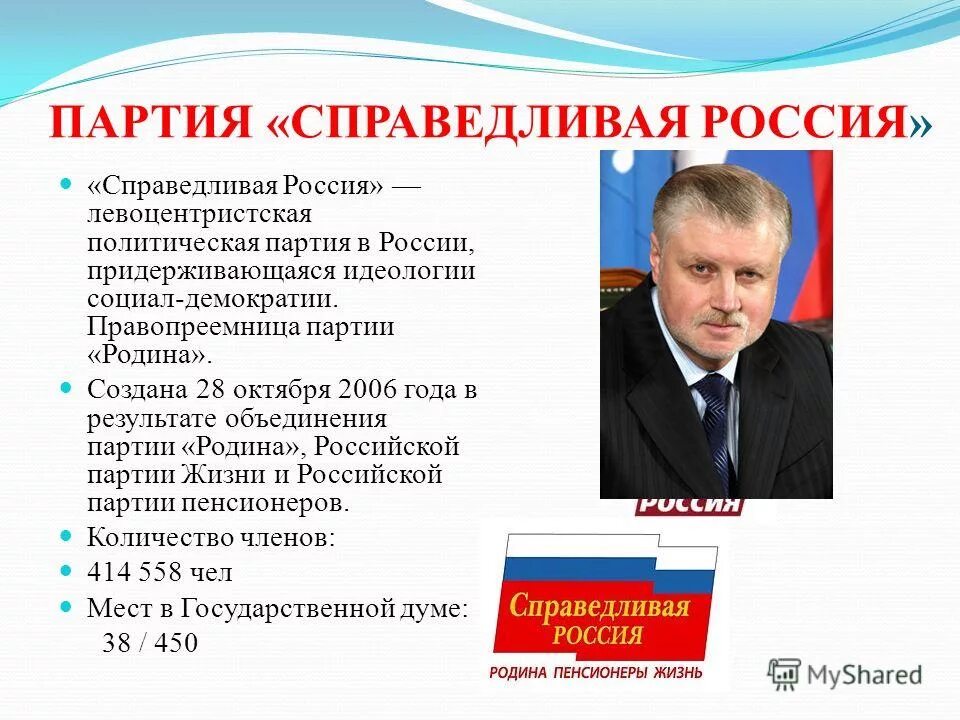 Партии россии описание. Идеология партии Справедливая Россия. Идеологии партий России. Политическая программа Справедливой России. Характеристика партии Справедливая Россия.