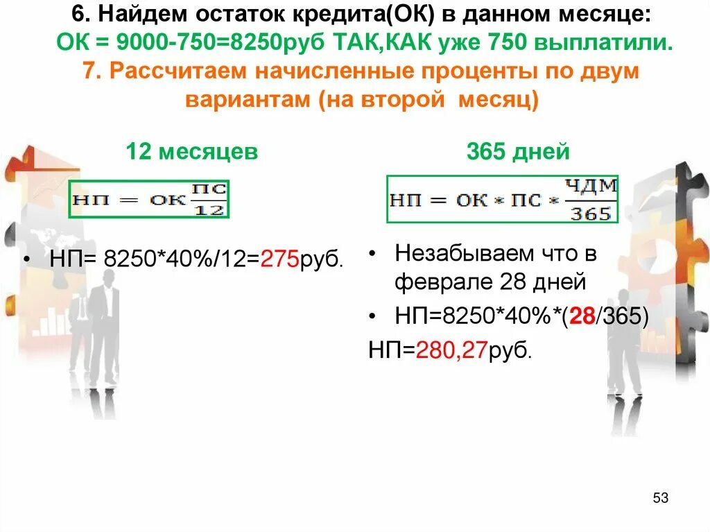 Процент на остаток по кредиту