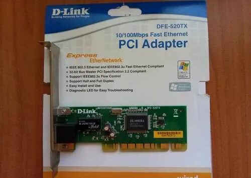 DFE-520tx. D-link DFE-520tx, PCI Ethernet, 10/100mbps. Адаптер сетевой d-link DFE-520tx 32 bit 10/100 PCI.