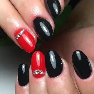 Дизайн ногтей коротких красно черные