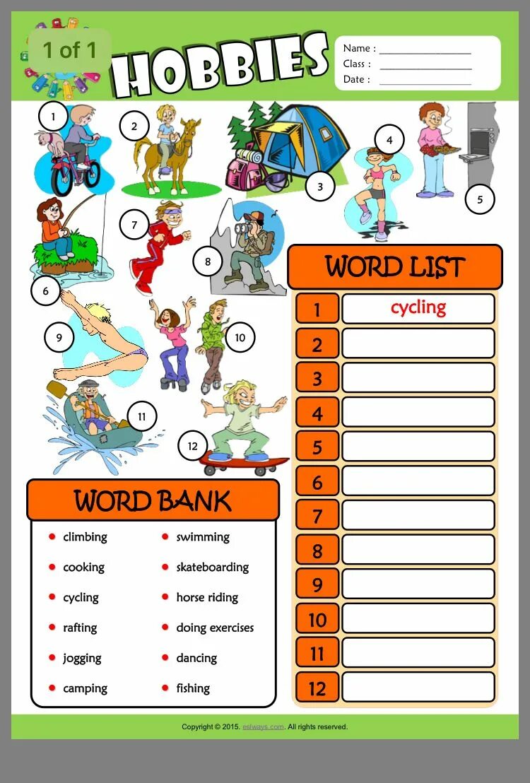 Activities list