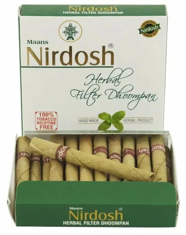 Nirdosh сигареты купить. Нирдош с фильтром 20 шт. Аюрведические сигареты Нирдош. Нирдош безникотиновые аюрведические индийские травяные сигареты. Травяной ингалятор сигарета.