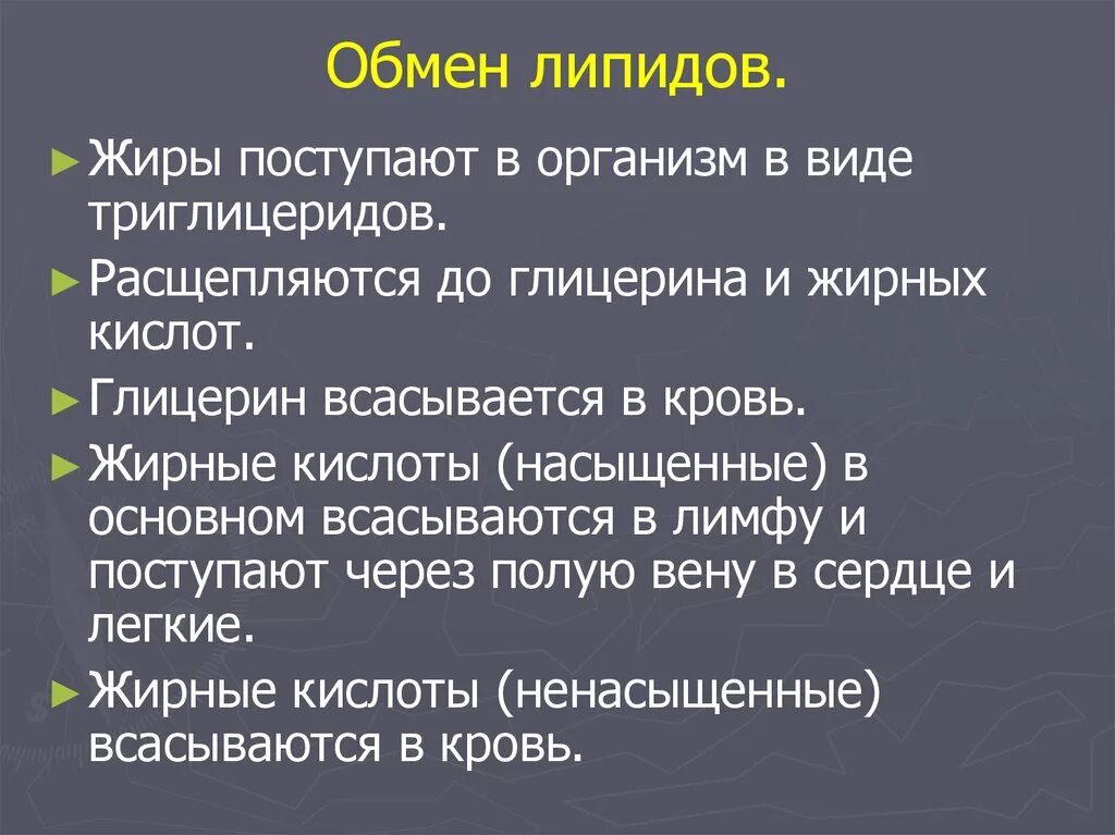 Липидный обмен. Роль липидов в обмене веществ. Метаболизм липидов в организме. Обмен липидов биохимия кратко.