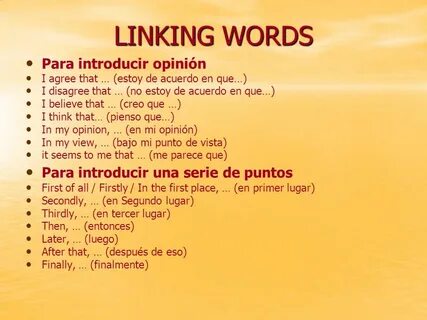 Linking words example