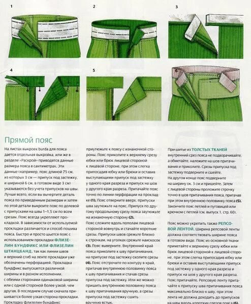 Обработка пояса. Технология шитья. Обработка пояса кулиски. Обработка концов пояса.