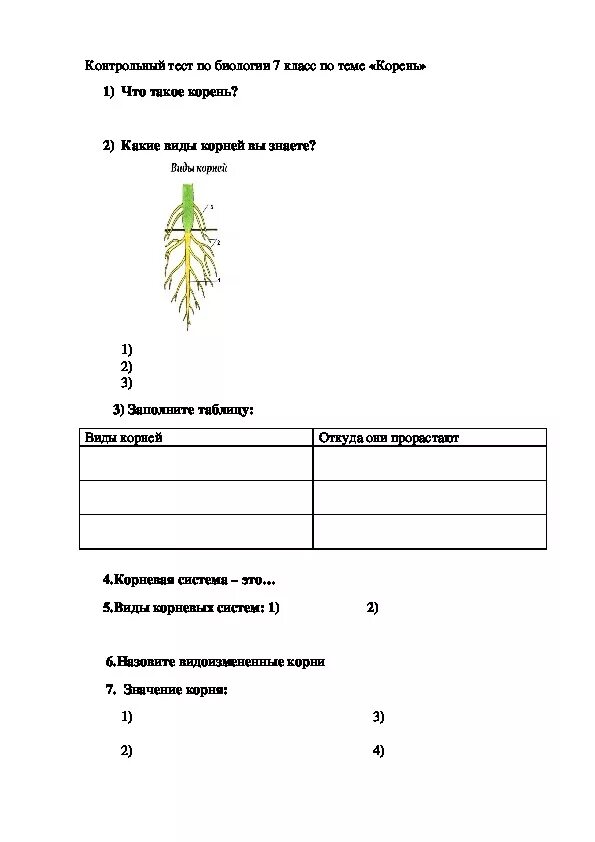 Корень 6 класс самостоятельная. Проверочная работа по биологии 7 класс по теме корень. Тест по биологии 6 класс по теме корневая система. Карточки задания по теме корень биология 6 класс. Задания по корню растений.