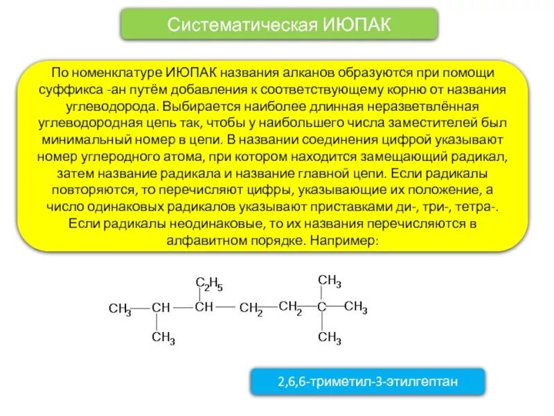 Название углеводорода по номенклатуре ИЮПАК. Правила систематической номенклатуры ИЮПАК для алканов. Алканы название по номенклатуре ИЮПАК. Углеводородные цепи алканов. Положение радикалов