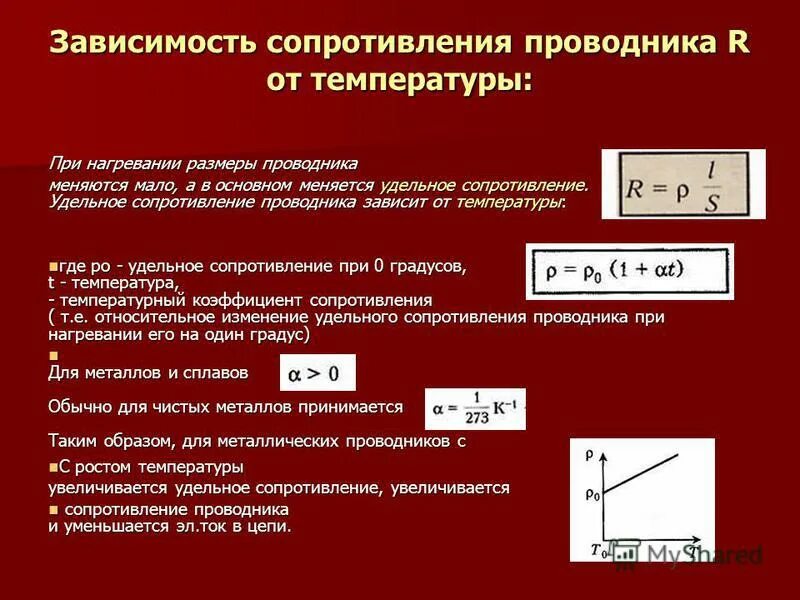 Зависимость удельного сопротивления от температуры формула. Формула зависимости удельного сопротивления металлов от температуры. Зависимость удельного сопротивления проводника от температуры. Зависимость удельного сопротивления проводников от температуры.