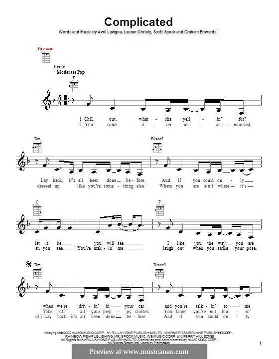 Complicated for me. Ноты avril lavigne complicated. ноты для фортепиано complicated. lauren christy the color of the night ноты для фортепиано. avril lavigne complicated ноты для барабана.
