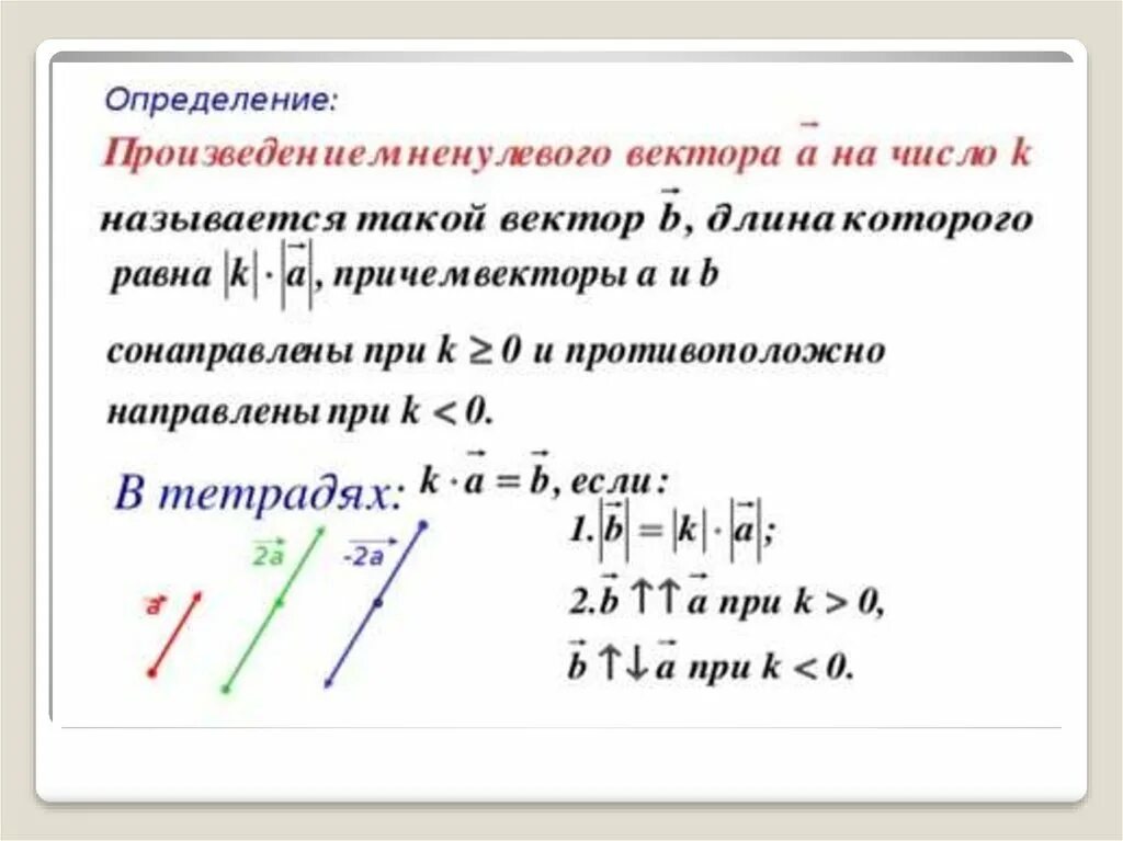 Умножение векторов на число 9 класс геометрия