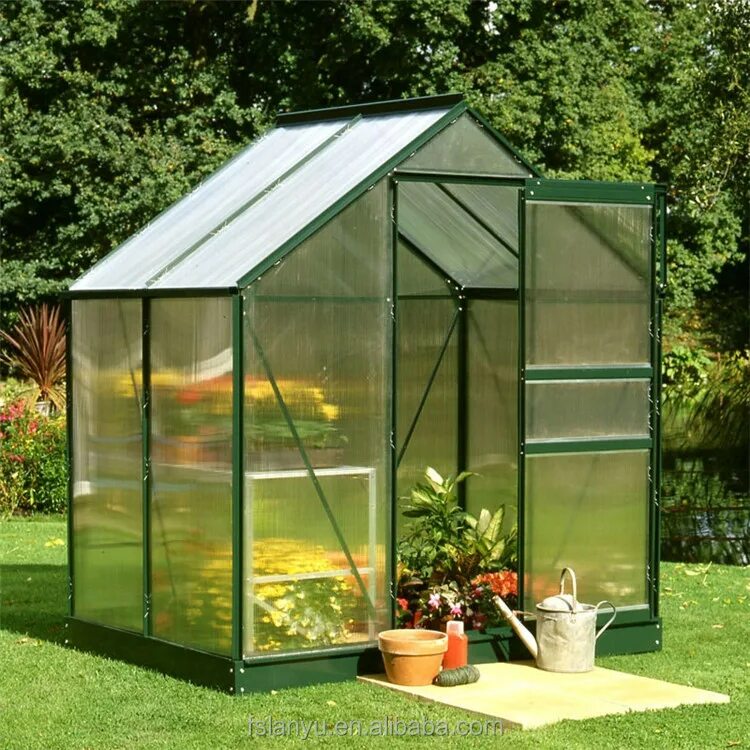 Мини теплица Greenhouse. Теплица Грин Даймонд модель 2. Односкатная теплица 4х8. Стеклянный парник.