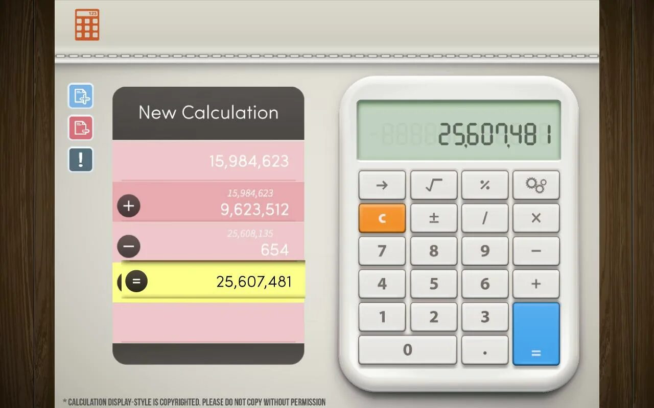 Calculation table