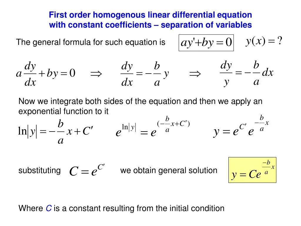 Non order. First order Differential equations. Linear Differential equation. Second order Linear Differential equations. Homogeneous Differential equation.