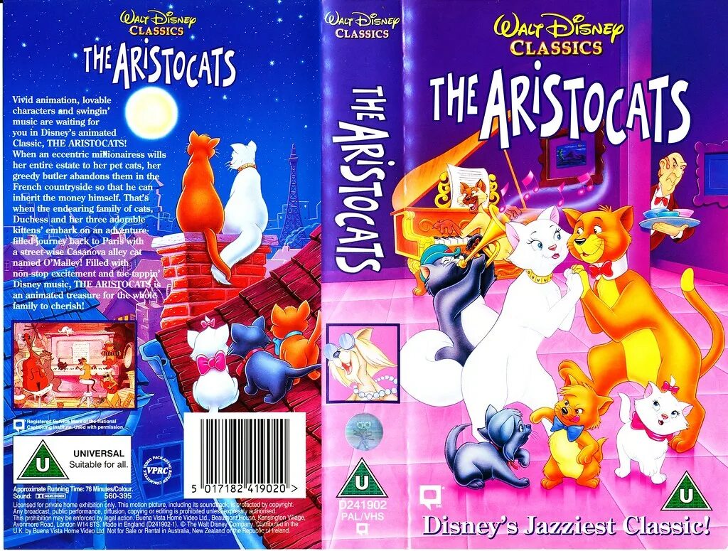 Uk vhs. The Aristocats DVD uk. Коты Аристократы видеокассета. Disney VHS.