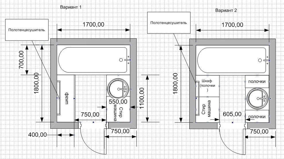 Размеры ванной комнаты 2 метра