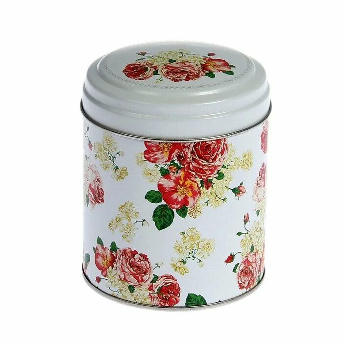 жестяные банки для сыпучих продуктов. банки для сыпучих ретро жестяные с ручками. банка "флора" п90*90h171v140-01116. рязанская жестяная фабрика банки для сыпучих продуктов. банка жестяная "флора микс" круглая 0,8л рязанская фабрика - 1шт.