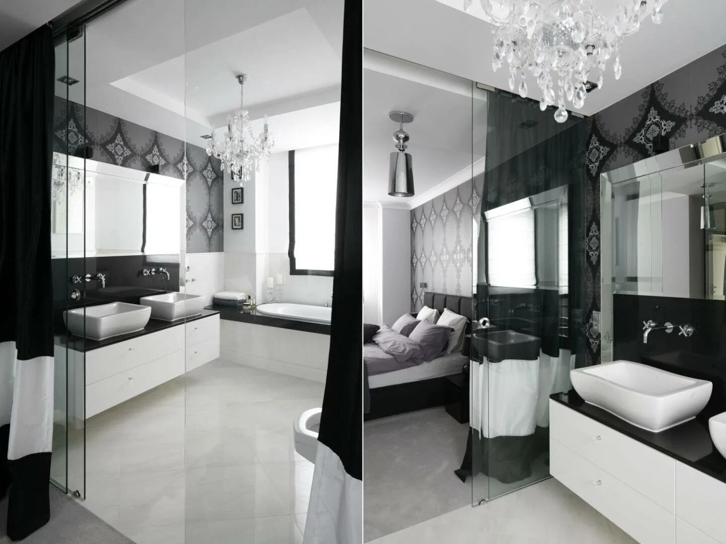 Черно белый цвет в ванной. Ванна в черно белом стиле. Чёрно-белая ванная комната. Ванная в черно белых тонах. Ванная комната в черно белом стиле.