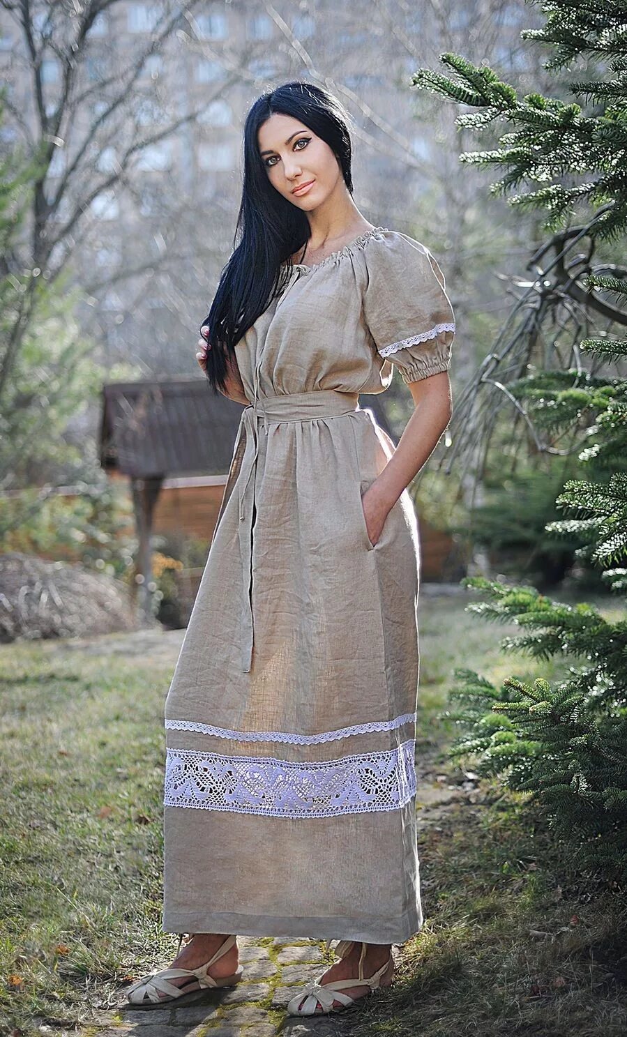 Платья под старину. Сарафан Акулины барышня-крестьянка. Платье бохо. Красивые льняные платья.