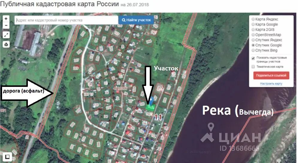 Дача на карте города