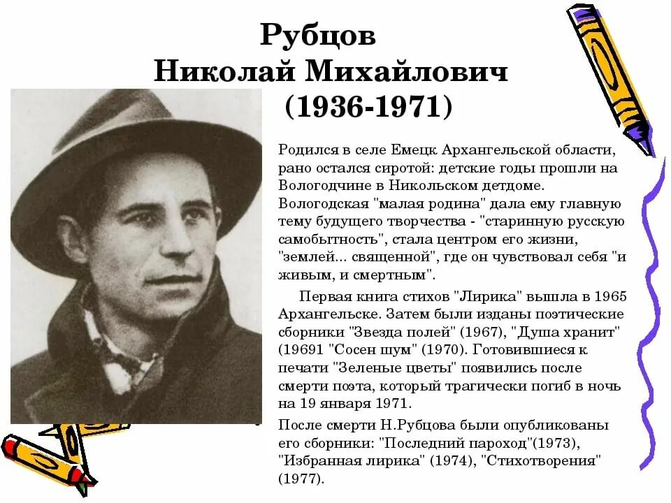 Поэт николай рубцов биография личная жизнь Проект по рубцову