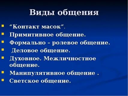 Виды общения духовное деловое