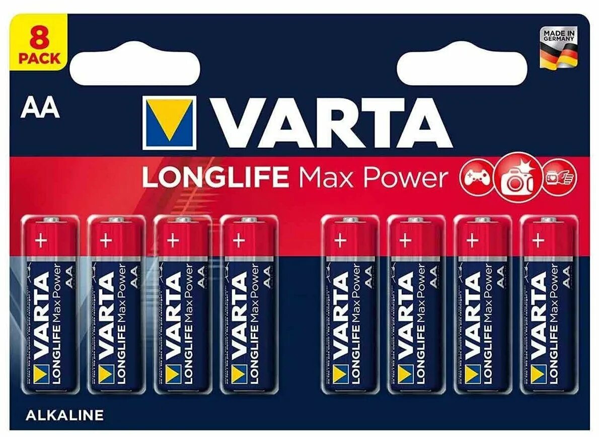 Повер элемент. Батарейка Varta Longlife Max Power AAA. Varta Longlife Power lr6 - 6bl. Батарейки Varta Longlife Power AA 24шт. Varta Longlife Power, AAA, lr03-8bl.