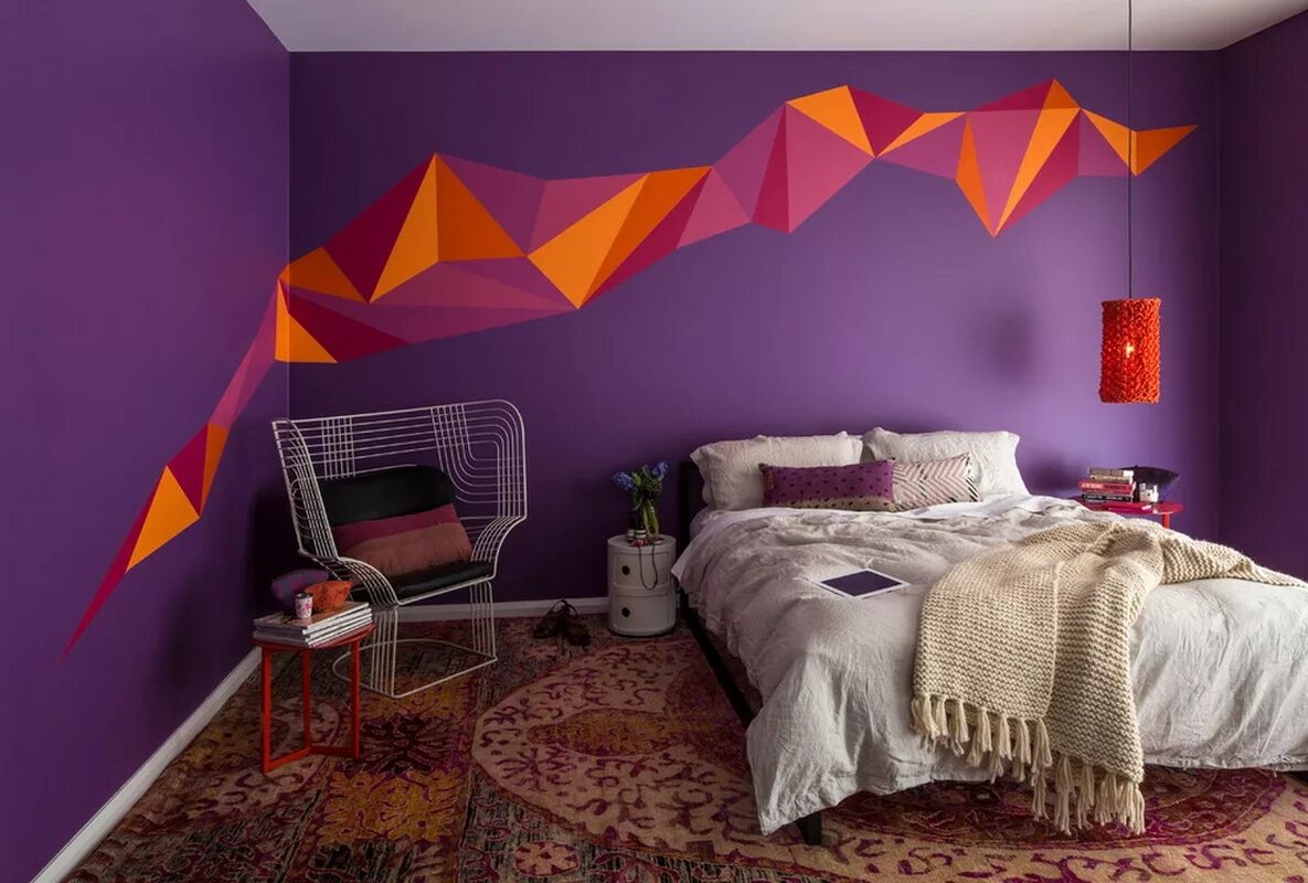 Крашеные стены. Оригинальная покраска стен. Разноцветные стены. Дизайнерская окраска стен. Разноцветные стены в интерьере.