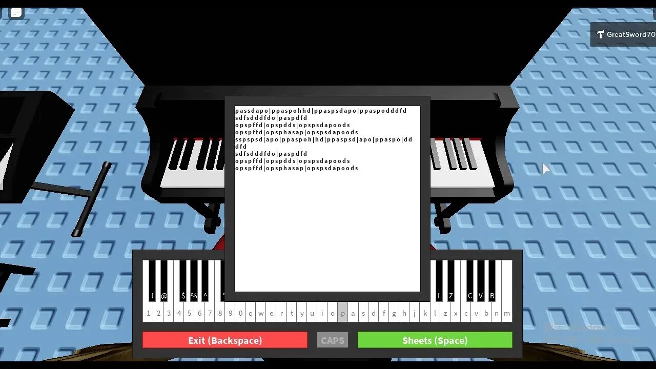 Roblox piano sheets