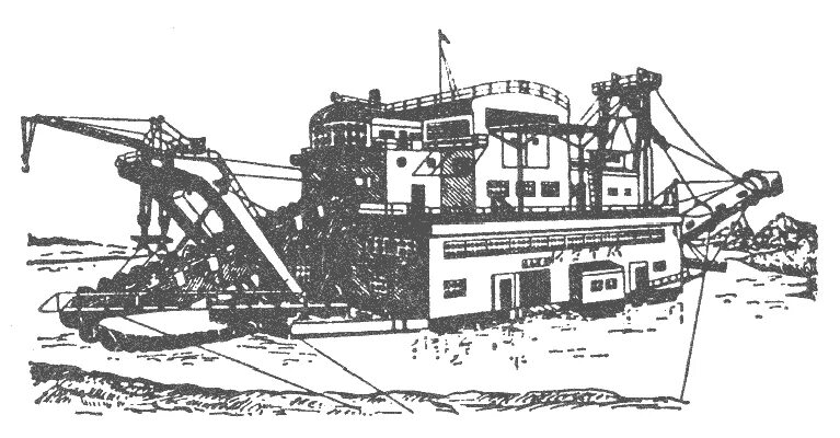 Драга 601 Маракан. Конструктивная схема многочерпаковой Драги. Черпаковая драга. Драг рисунок.