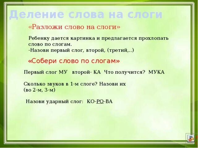 Разложить слово на слоги