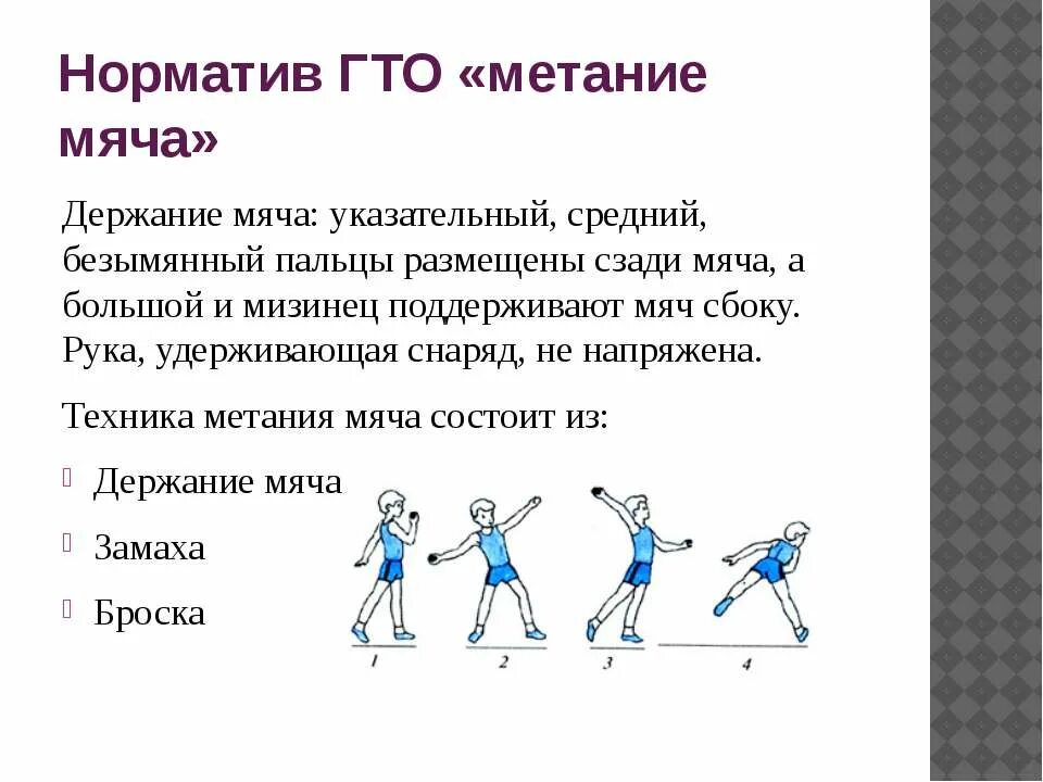 Нормативы гто метание. Техника выполнения метания. Техника выполнения метания мяча. Фазы техники метания мяча. Метание мяча нормативы.