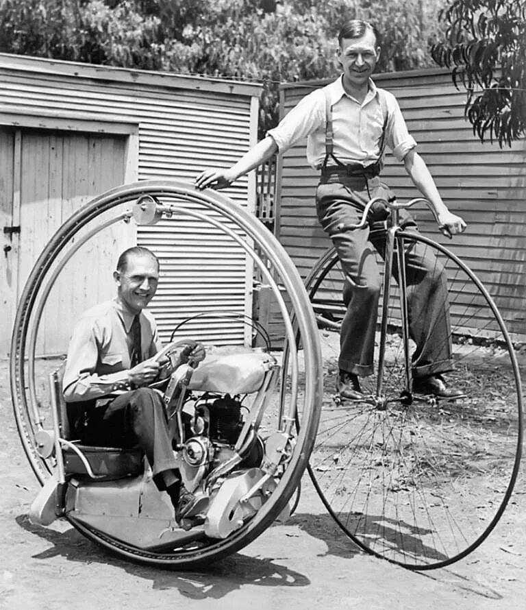 джеймс старли велосипед. одноколесный мотоцикл, германия, 1925 год. интересные изобретения века. велосипед первый изобрел. изобретения, изменившие мир.