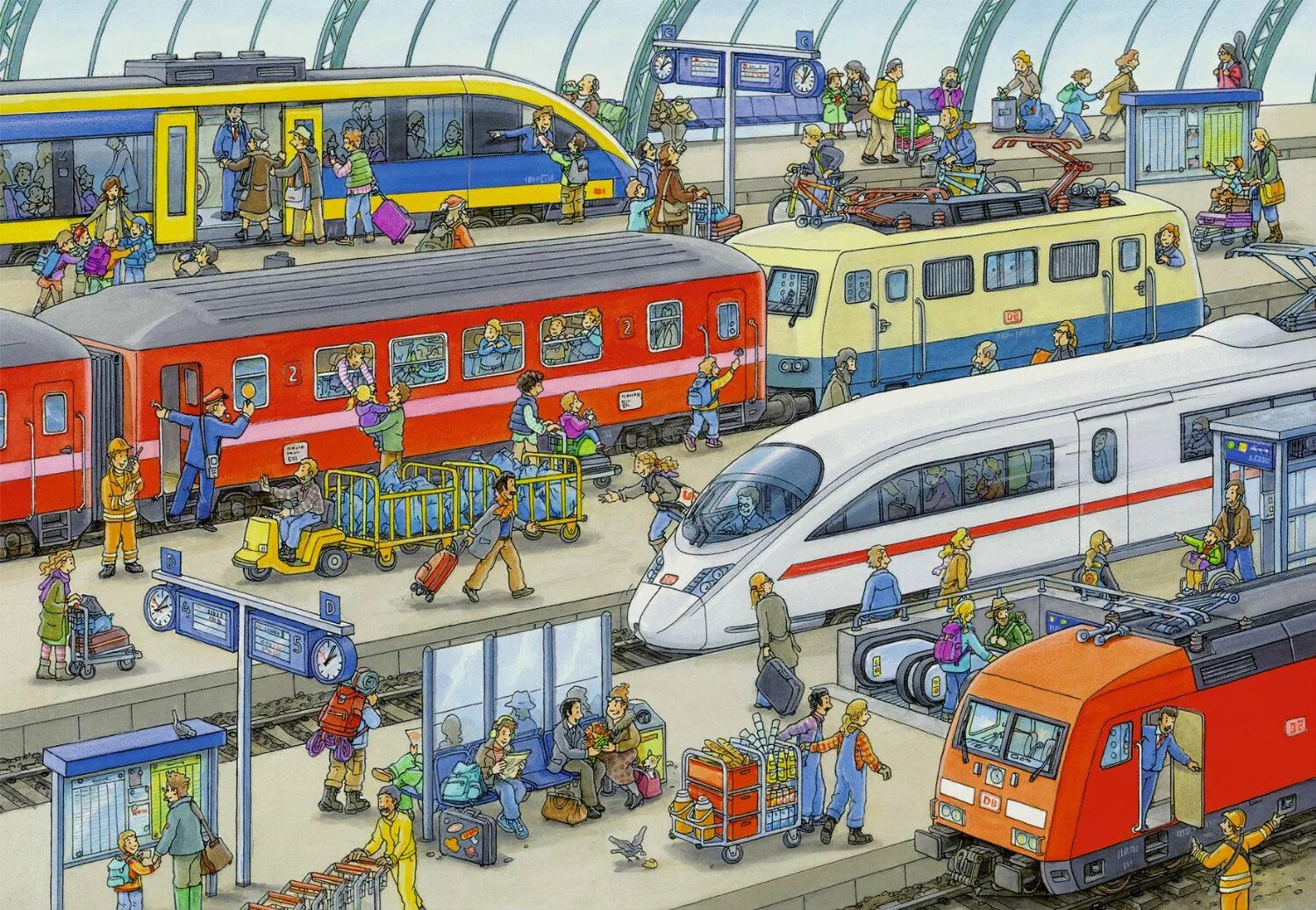 Town transport. Ravensburger Train Station. Нарисовать вокзал. Поезда для детей. Транспорт иллюстрация.