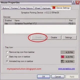 Synaptics pointing device