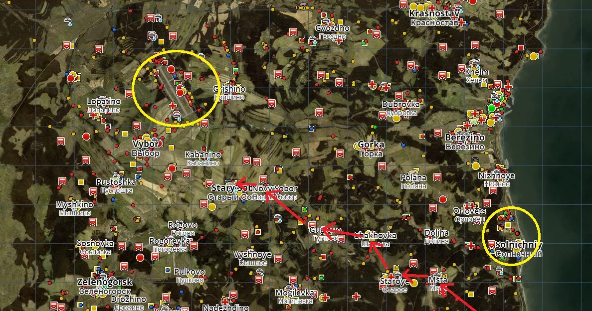 Где найти свечу в dayz. Dayz карта военных баз.
