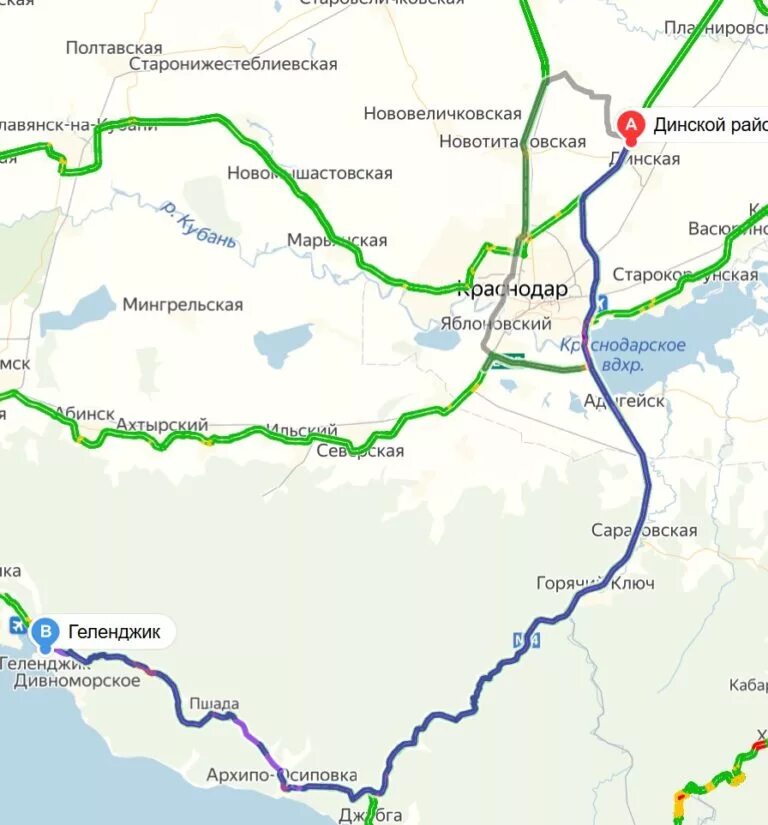 Горячий ключ краснодарский расстояние. Дорога от Краснодара до Геленджика.