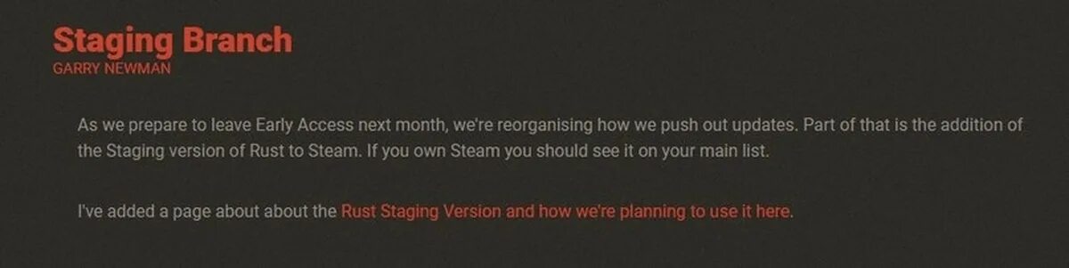 Staging branch. Rust - early access ident. rust staging branch что это такое. rust starting branch что это.