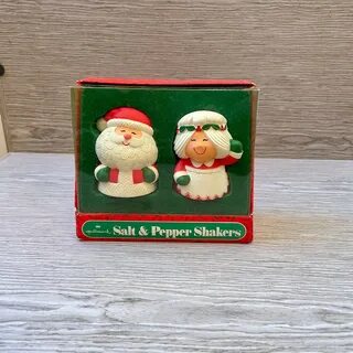 1980 Plastic HALLMARK Christmas Santa and Mrs, And, Claus Salt &, but t...