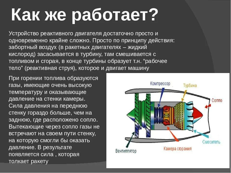 Принцип устройства реактивного двигателя