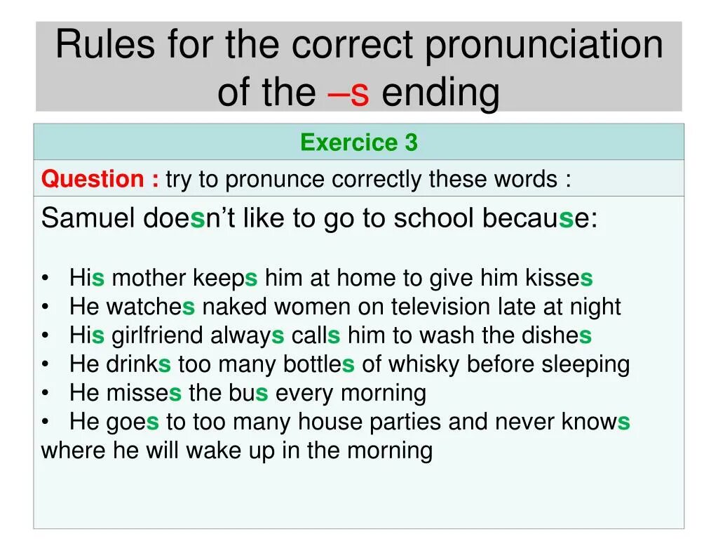 Correct ending. Pronunciation of s. pronunciation s&#039;s. ed pronunciation. correct pronunciation.