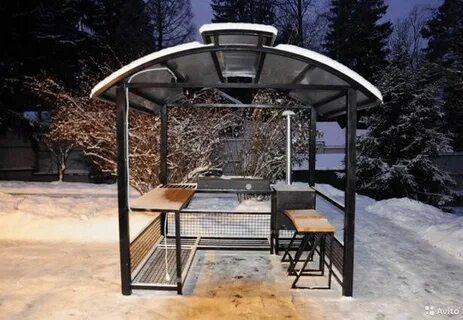 Металлическая мангальная беседка