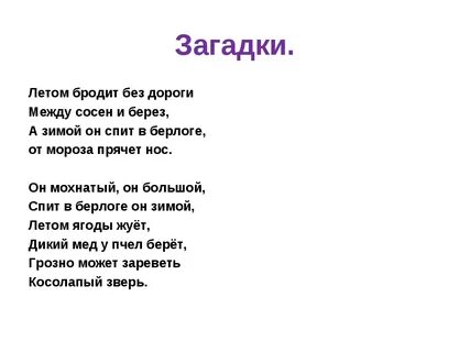 Бурый медведь загадка
